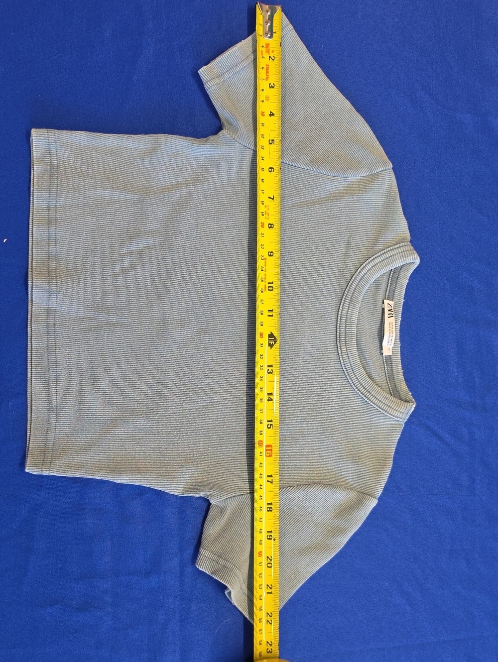 Zara Kids Pale Blue Ribbed Short Sleeve Tee
